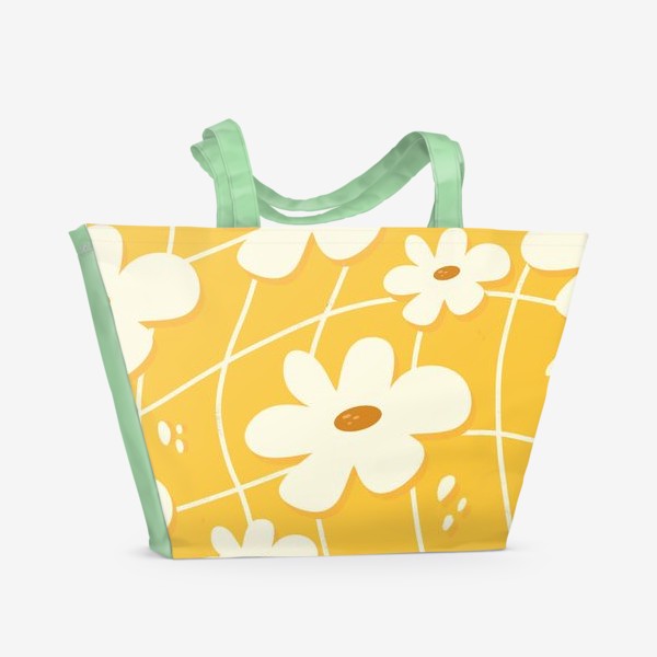 Пляжная сумка «цветы на клетке »