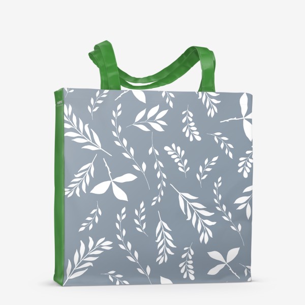 Сумка-шоппер «Белые листья на сером фоне»