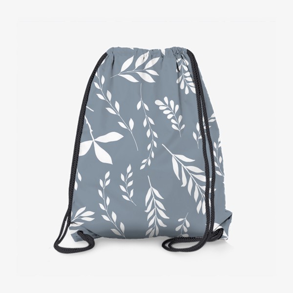 Рюкзак «Белые листья на сером фоне»
