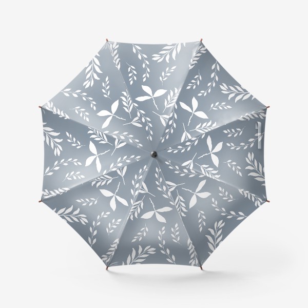 Зонт «Белые листья на сером фоне»