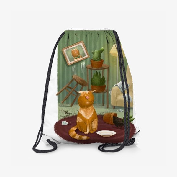 Рюкзак «Спокойный рыжий кот и беспорядок»