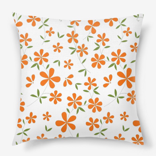 Подушка «Оранжевые цветочки»