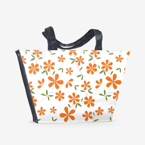 Пляжная сумка «Оранжевые цветочки»