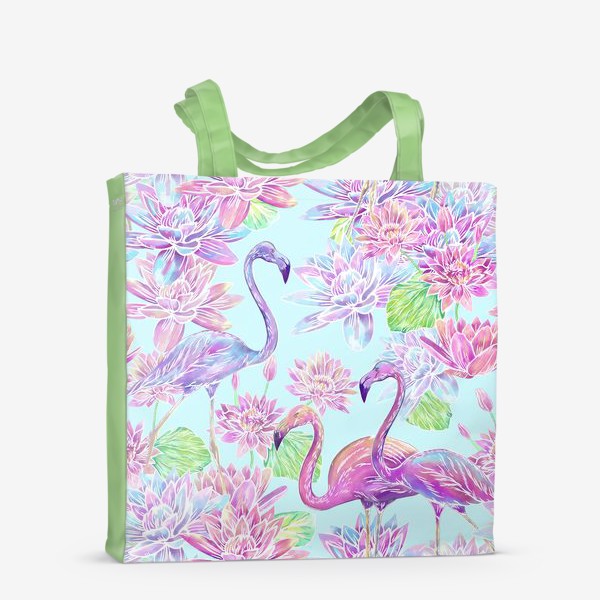 Сумка-шоппер «Розовые Фламинго и Лилии батик»