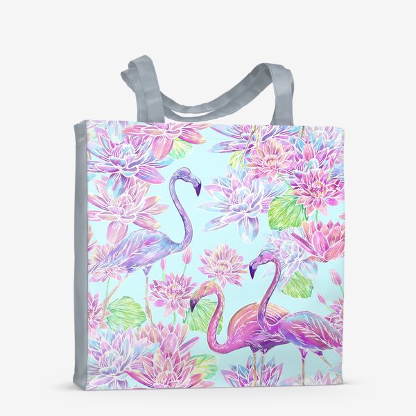Сумка-шоппер «Розовые Фламинго и Лилии батик»