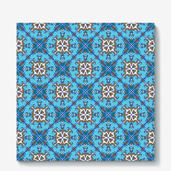 Холст «Азулежу, синяя португальская плитка. Лиссабон, узор, средиземноморье, Марокко, орнамент»