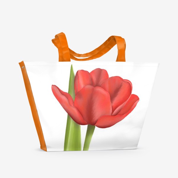 Пляжная сумка «Тюльпан. Цифровая акварель »