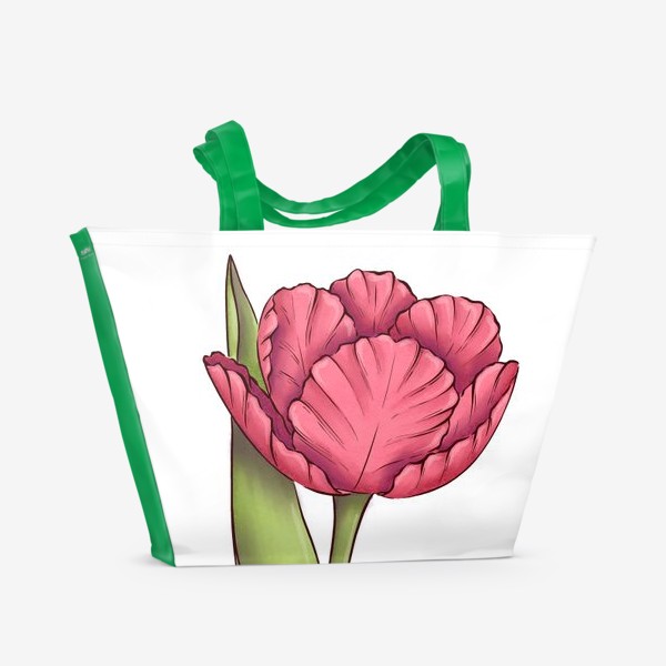 Пляжная сумка «Тюльпан. Цифровая акварель »