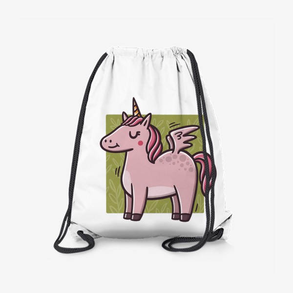 Рюкзак «Милый розовый единорог на фоне веточек»