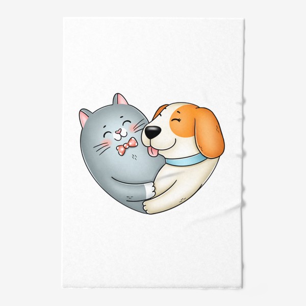 Полотенце «Котик с собакой»