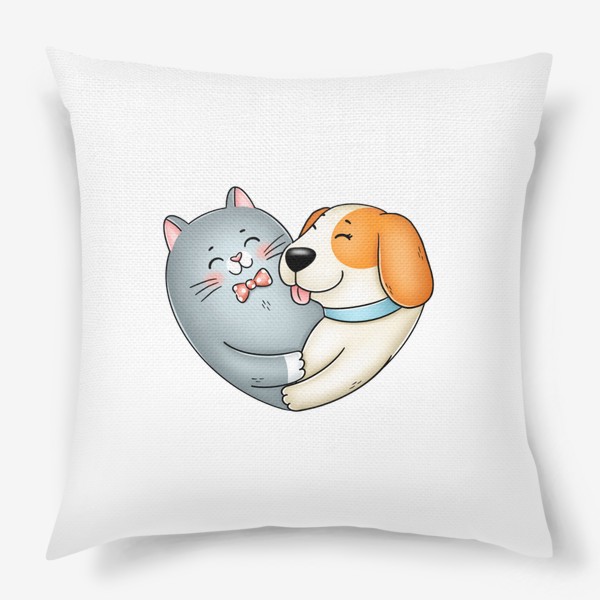 Подушка «Котик с собакой»