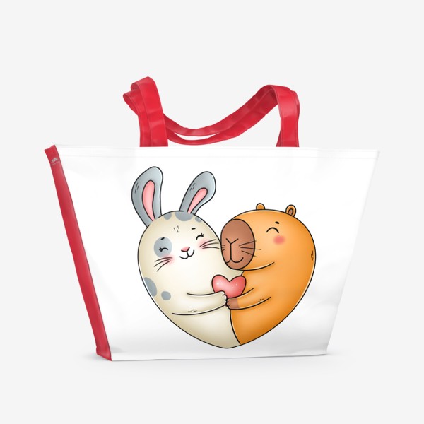 Пляжная сумка «Кролик с капибарой»