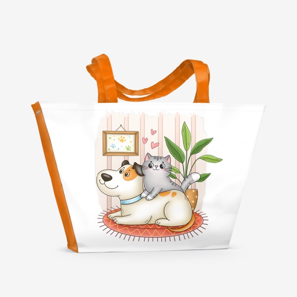 Пляжная сумка «Живут как кошка с собакой!)»