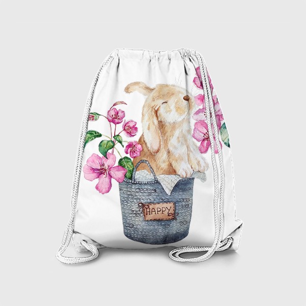 Рюкзак «Заяц с розовыми цветами»