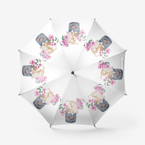 Зонт &laquo;Заяц с розовыми цветами&raquo;