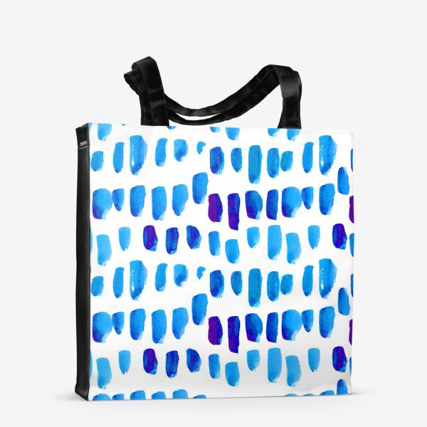 Сумка-шоппер «Тай дай Синие акварельные мазки кистью. Символы капель воды, дождя»