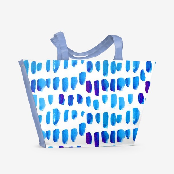 Пляжная сумка &laquo;Тай дай Синие акварельные мазки кистью. Символы капель воды, дождя&raquo;