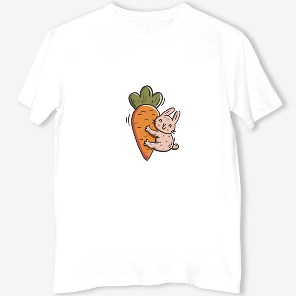 Футболка «Милый заяц обнимает морковку. Кролик»