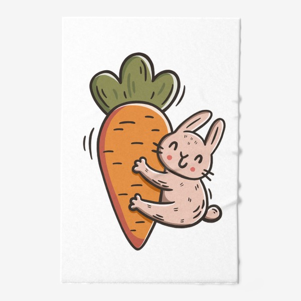 Полотенце &laquo;Милый заяц обнимает морковку. Кролик&raquo;