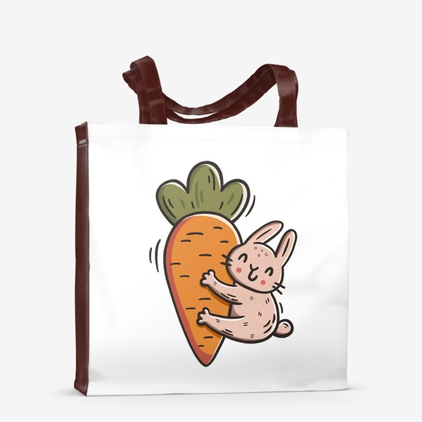 Сумка-шоппер «Милый заяц обнимает морковку. Кролик»
