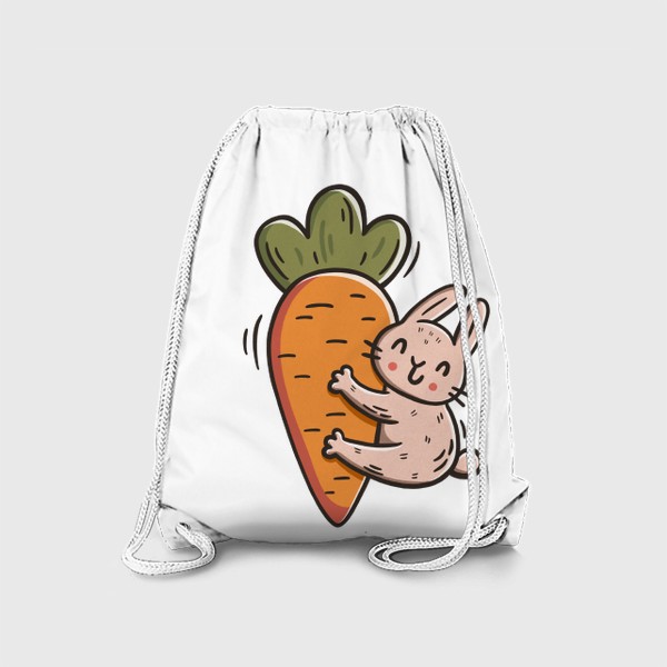 Рюкзак «Милый заяц обнимает морковку. Кролик»