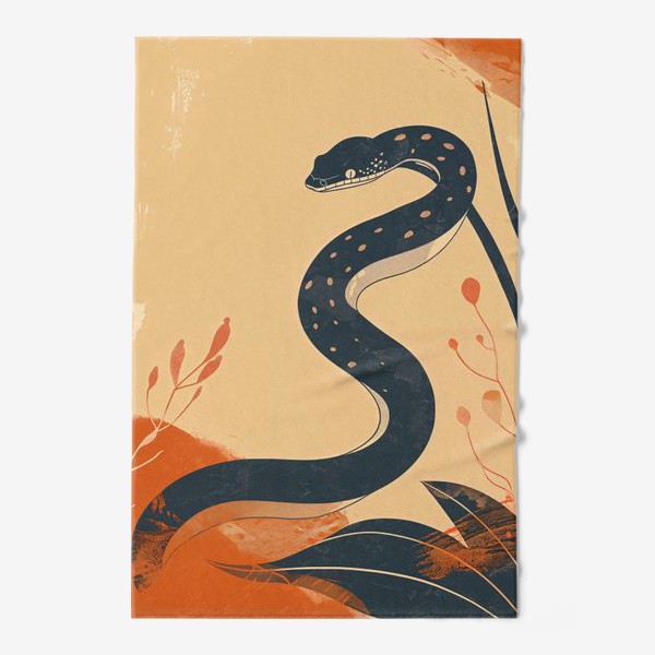 Полотенце «Черная змея минимализм»