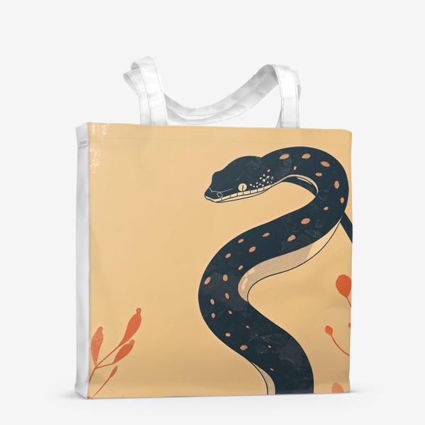 Сумка-шоппер &laquo;Черная змея минимализм&raquo;