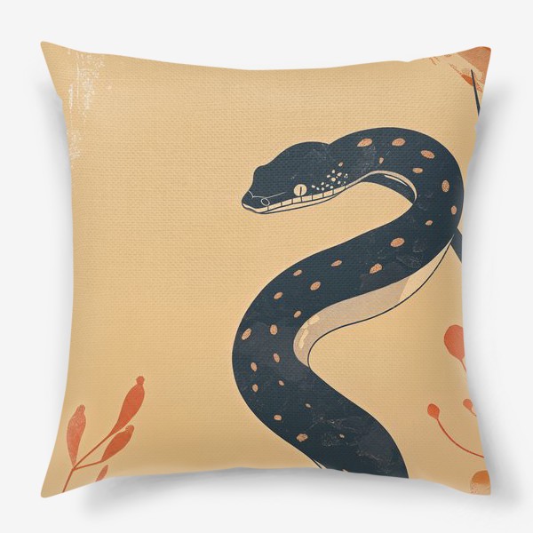 Подушка «Черная змея минимализм»