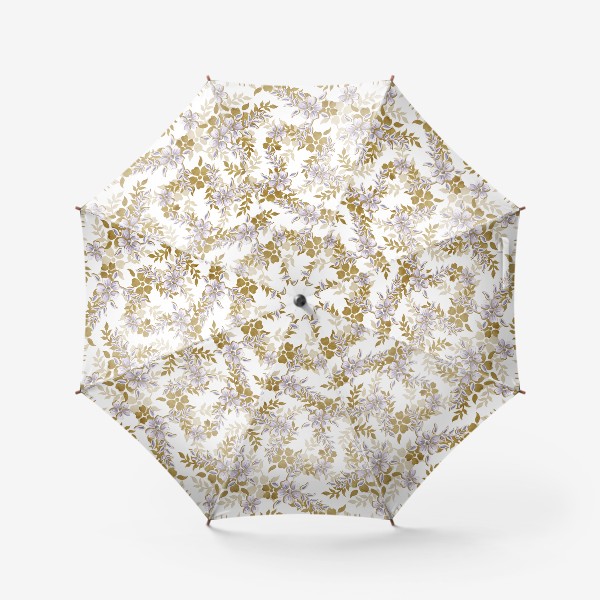 Зонт «Цветочный паттерн с золотыми элементами»
