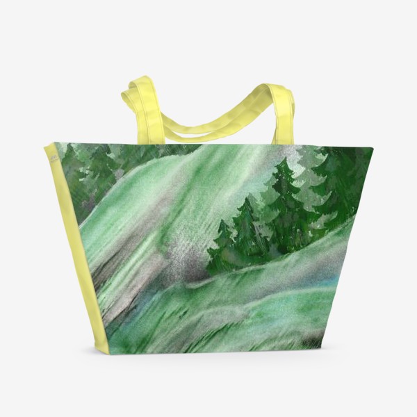 Пляжная сумка &laquo;Лес, ёлки, деревья, фактурные разводы краски&raquo;