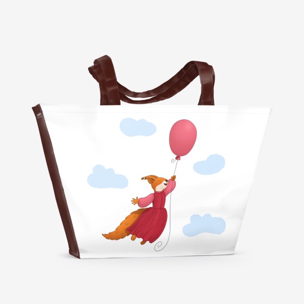 Пляжная сумка «Белка летит на шаре»