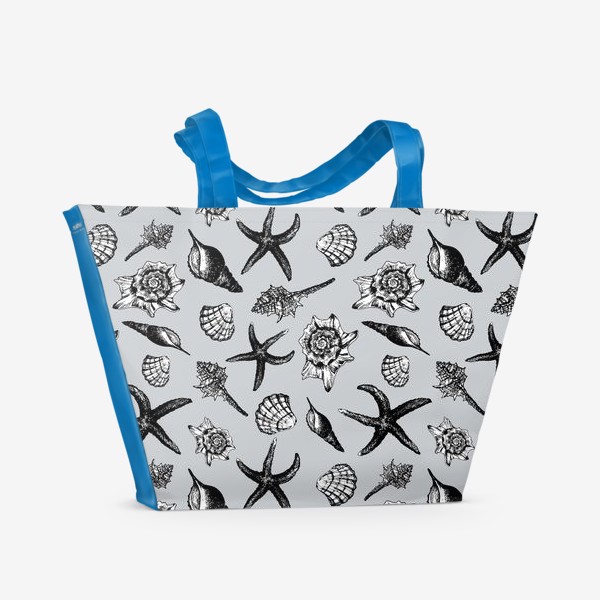 Пляжная сумка «Ракушки черно-белые»