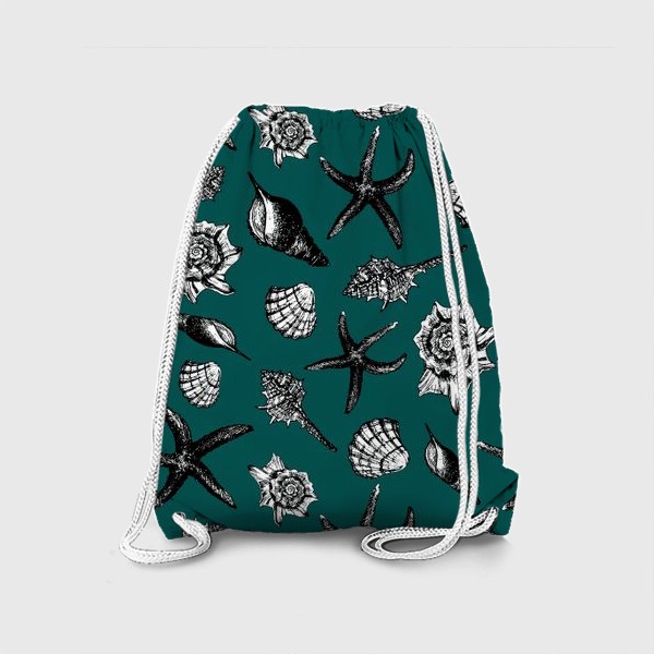 Рюкзак «Ракушки на бирюзовом фоне»