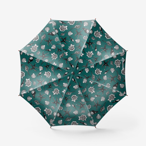 Зонт &laquo;Ракушки на бирюзовом фоне&raquo;