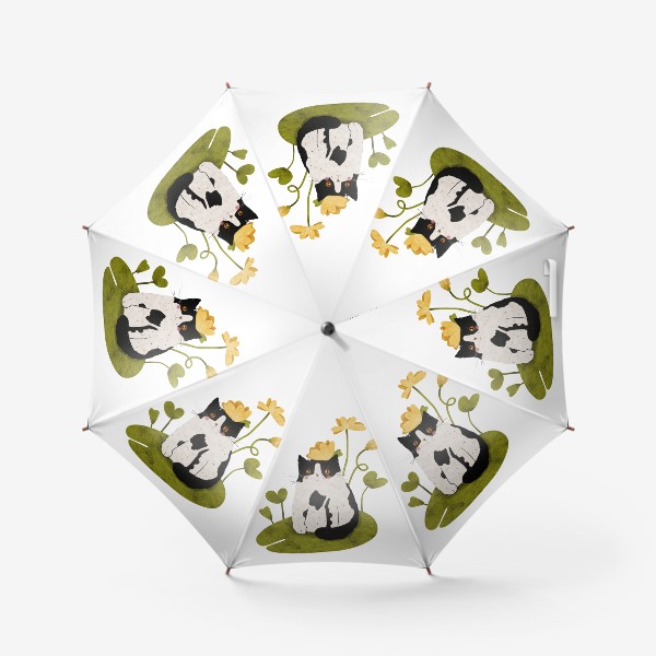 Зонт «Котик и желтые цветы»