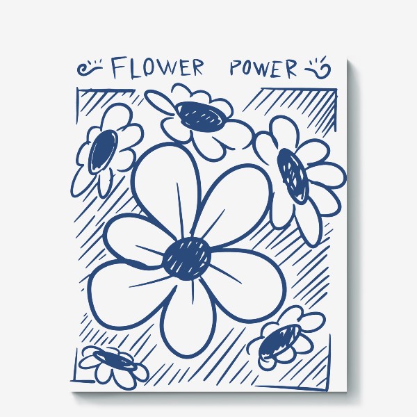 Холст «цветы под джинсовку flower power»