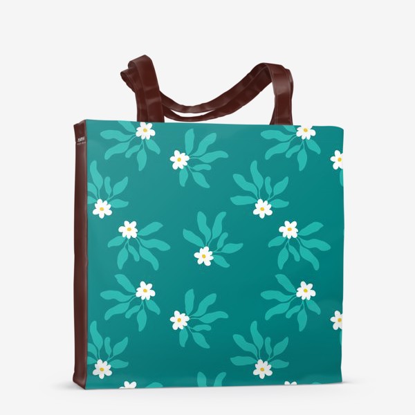 Сумка-шоппер «Весенние цветы, изумрудный»