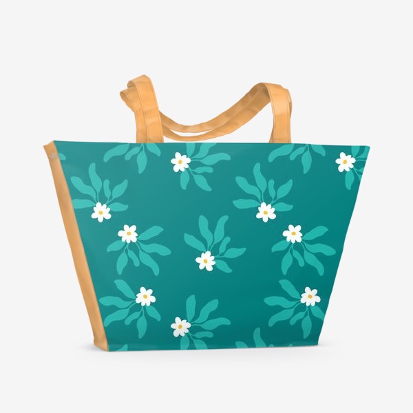 Пляжная сумка «Весенние цветы, изумрудный»