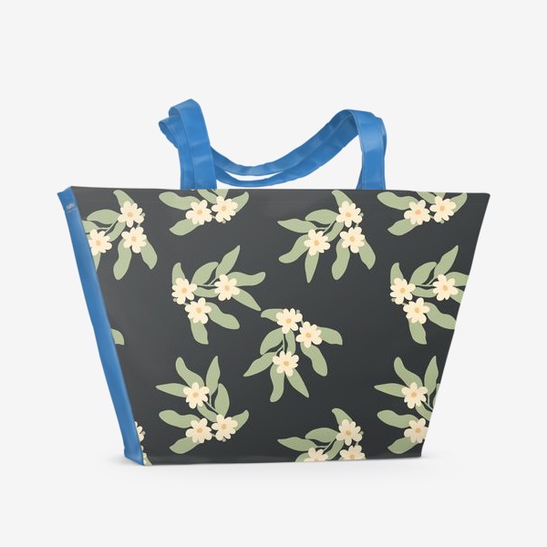 Пляжная сумка «Весенние цветы, черный»