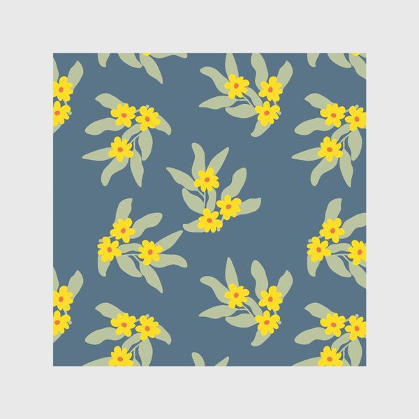 Скатерть «Весенние цветы, желтые на синем»