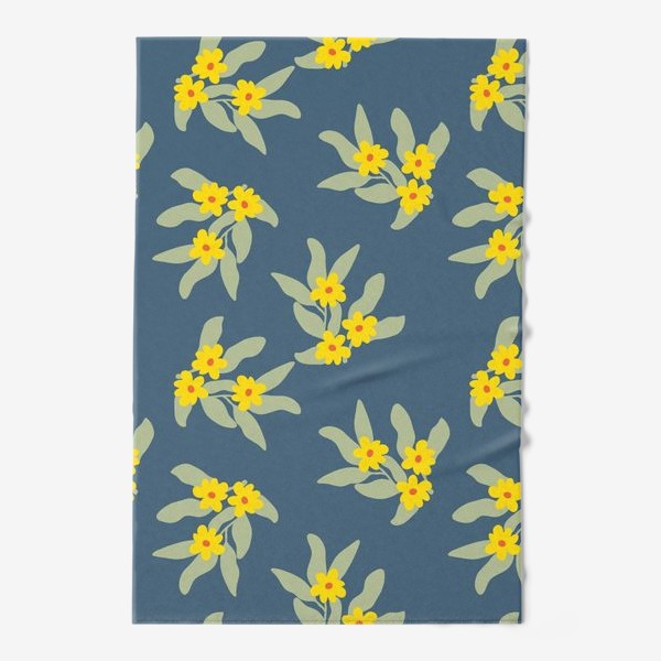 Полотенце «Весенние цветы, желтые на синем»