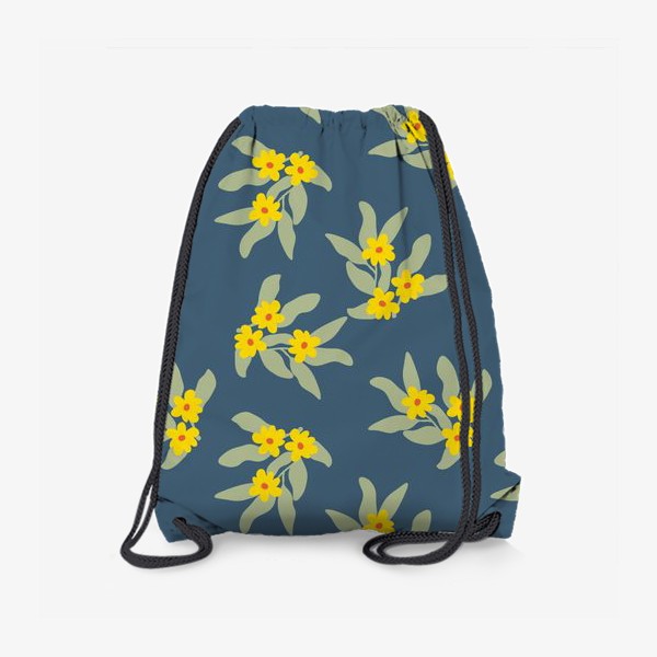 Рюкзак «Весенние цветы, желтые на синем»
