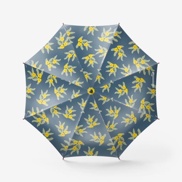Зонт &laquo;Весенние цветы, желтые на синем&raquo;