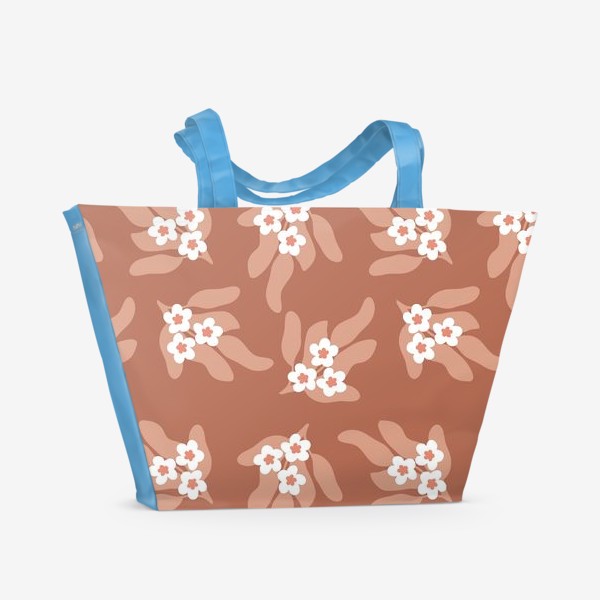 Пляжная сумка «Весенние цветы, персиковый»