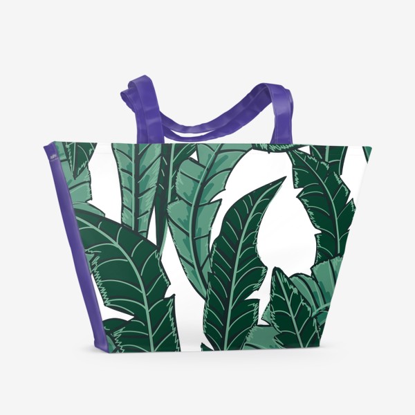 Пляжная сумка «Банановые листья прозрачный фон»
