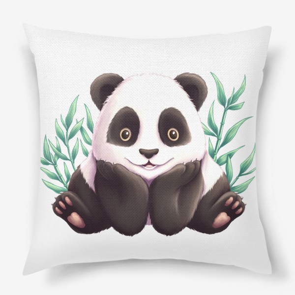 Подушка «Панда и листья бамбука»