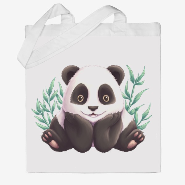Сумка хб «Панда и листья бамбука»