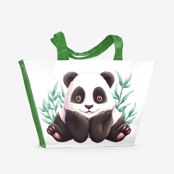 Пляжная сумка «Панда и листья бамбука»
