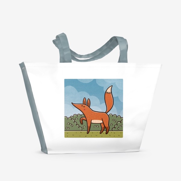 Пляжная сумка «Милая лиса на поляне. Природа. Пейзаж»