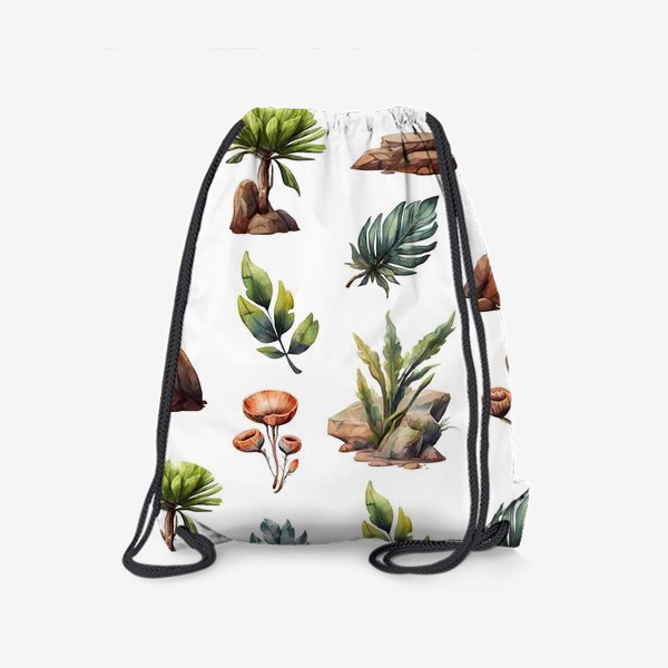 Рюкзак «Бесшовный паттерн с камнями и растениями»